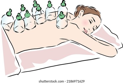 woman receiving cupping therapy at a beauty salon