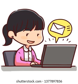 Woman receiving email