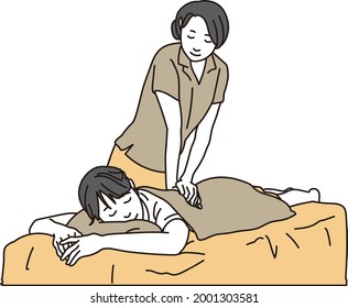 Woman receiving a waist massage