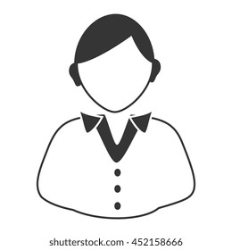 Woman recepcionist profile in black and white colors, vector illustration graphic.