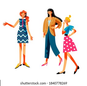 Woman Recommending Friends Girls Leisure Rest Stock Vector (Royalty ...