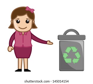 Woman With Recycle Bin