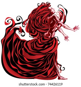 Woman in red.