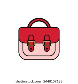 Woman red bags. Fashion handbag tote cross body , cartoon leather stylish female accessories. Vector flat set.