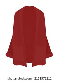 Woman Red Cardigan. Vector Illustration