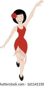 woman in red dress dance