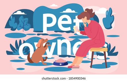 Woman in red dress sitting on a bench looking at brown dog. Female in the park is resting with a pet in the evening, feeds beloved puppy teaches his command to sit. Romantic girl dreaming with a doggy