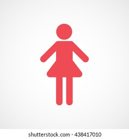Woman Red Flat Icon On White Background