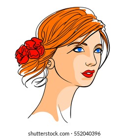 woman red flower