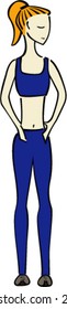 A woman with red hair in yoga or pilates workout clothes.