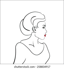 woman with red lips 