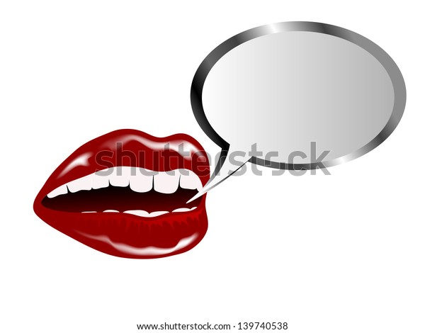Woman Red Lips Grey Speech Bubble Stock Vector Royalty Free 139740538 6693