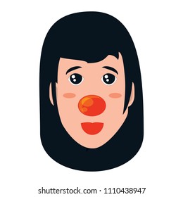 Woman with red nose