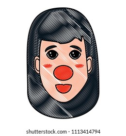 Woman with red nose