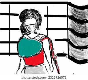 Woman in red robe costume