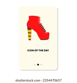 Woman red shoe flat icon. High heel, clattering, foot isolated vector sign. Footwear and fashion concept. Vector illustration symbol elements for web design and apps