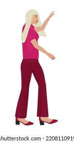 Woman in red standing. vector illustration