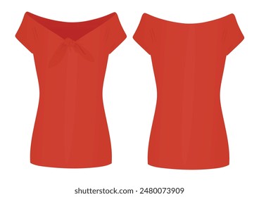 Woman red t shirt. vector
