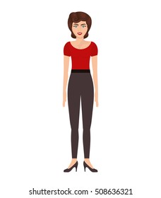 woman with red t-shirt and pants