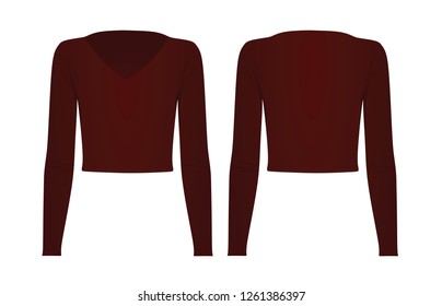 Woman red v neck top t shirt. vector illustration