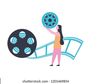 woman reel strip production movie film