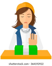 Woman refusing bribe.