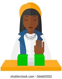 Woman refusing bribe.