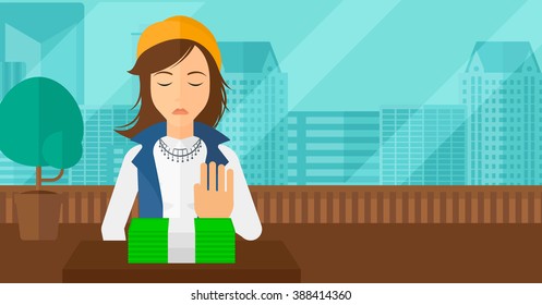 Woman refusing bribe.