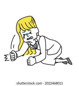 A woman in a regrettable suit
