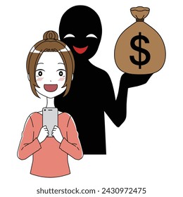 A woman rejoices in being deceived by a bad man with suspicious money.