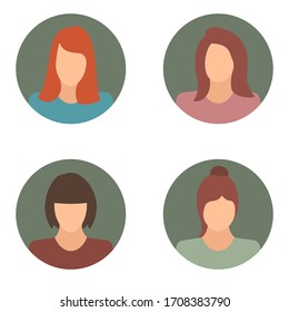 Woman related icons collection. Female avatar icon set