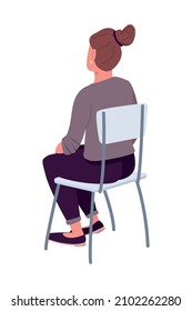 Woman relax on chair semi flat color vector character. Sitting figure. Full body person on white. Waiting isolated modern cartoon style illustration for graphic design and animation