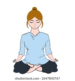 Uma mulher relaxa seu corpo depois de umas férias de verão para relaxar e acalmar sua mente.
