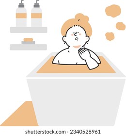 Woman relaxing in bathtub illustration