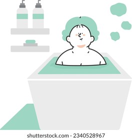 Woman relaxing in bathtub illustration