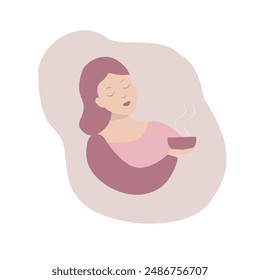 A woman relaxing with a cup of coffee