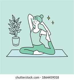 A woman relaxing and doing yoga