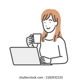 Woman relaxing in front of a laptop