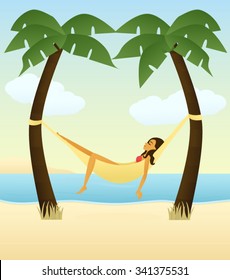 Woman relaxing in a hammock