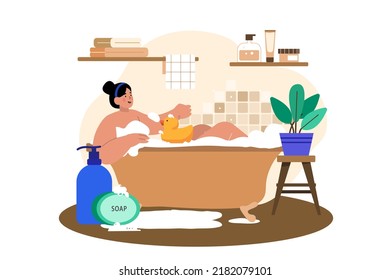 Woman Relaxing at home illustration concept