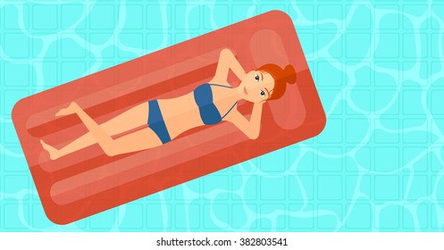 Woman relaxing in swimming pool.