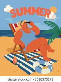 Woman relaxing under the sun on a beach chair