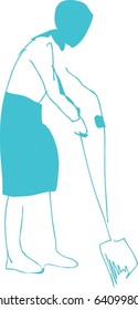 Woman removes debris
