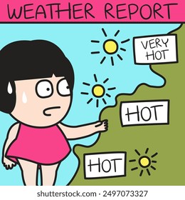 Woman Reporting Weather Pointing On Screen Map Concept Card Character illustration