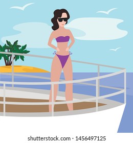 Woman rest on the board illustration