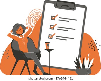 A woman is resting after a job well done. She completed all the tasks for today. The girl can relax. Businessman fulfilled the plan. The young woman reached all goals.
