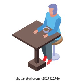 Woman retirement coffee cup icon. Isometric of woman retirement coffee cup vector icon for web design isolated on white background