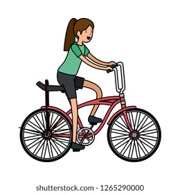 woman in retro bicycle