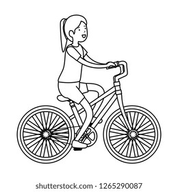 woman in retro bicycle