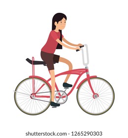 woman in retro bicycle